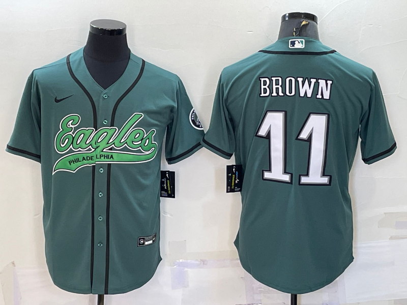 Men's Philadelphia Eagles A.J. Brown #11 Midnight Green Jersey Joint Edition
